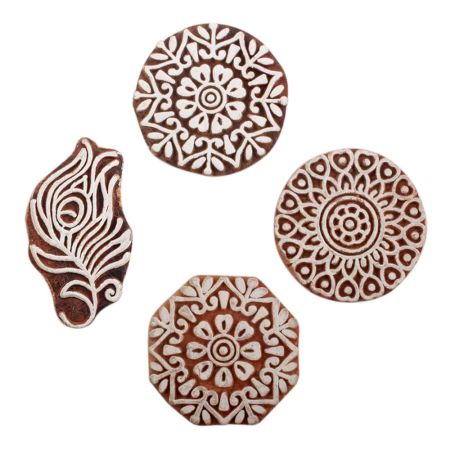 Set of 4 Piece New Mix Wooden Printing Block